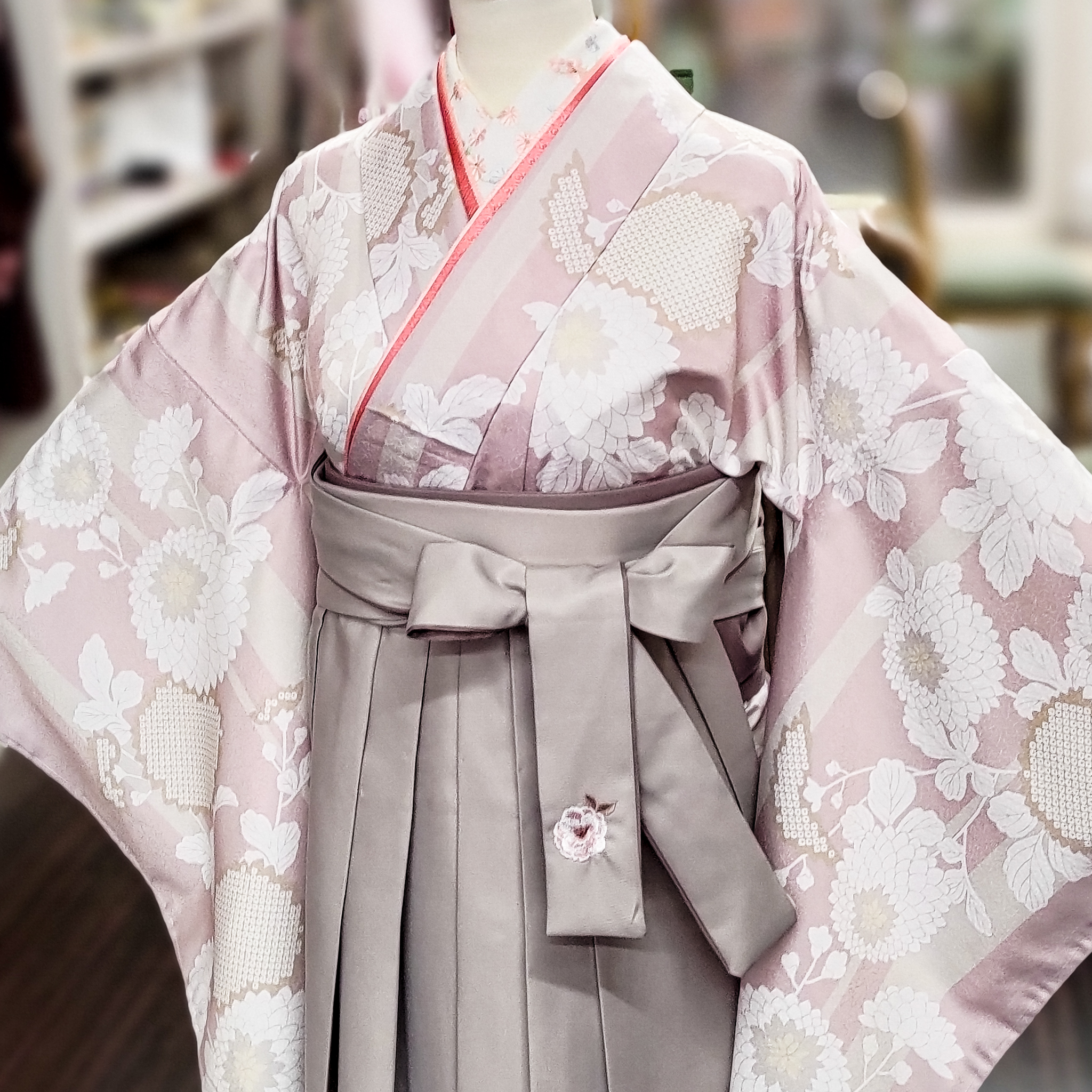 レンタル衣装 □袴 二尺袖(小振袖) 卒業式/秋卒業式 くすみカラー